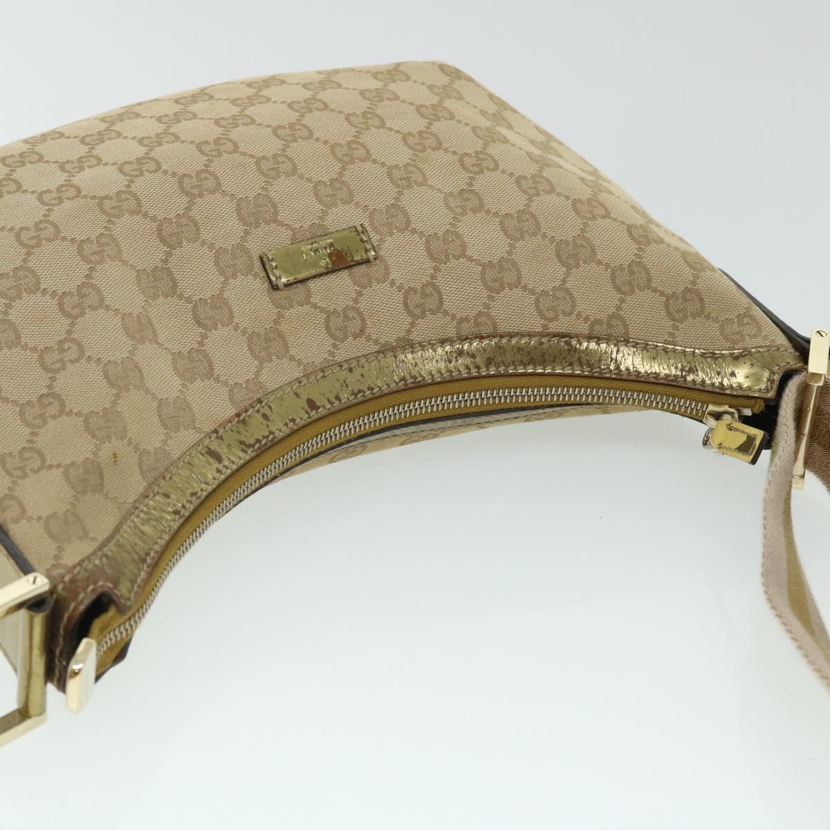 GUCCI GG Canvas Sherry Line Shoulder Bag Beige Gold 181092 fm2736