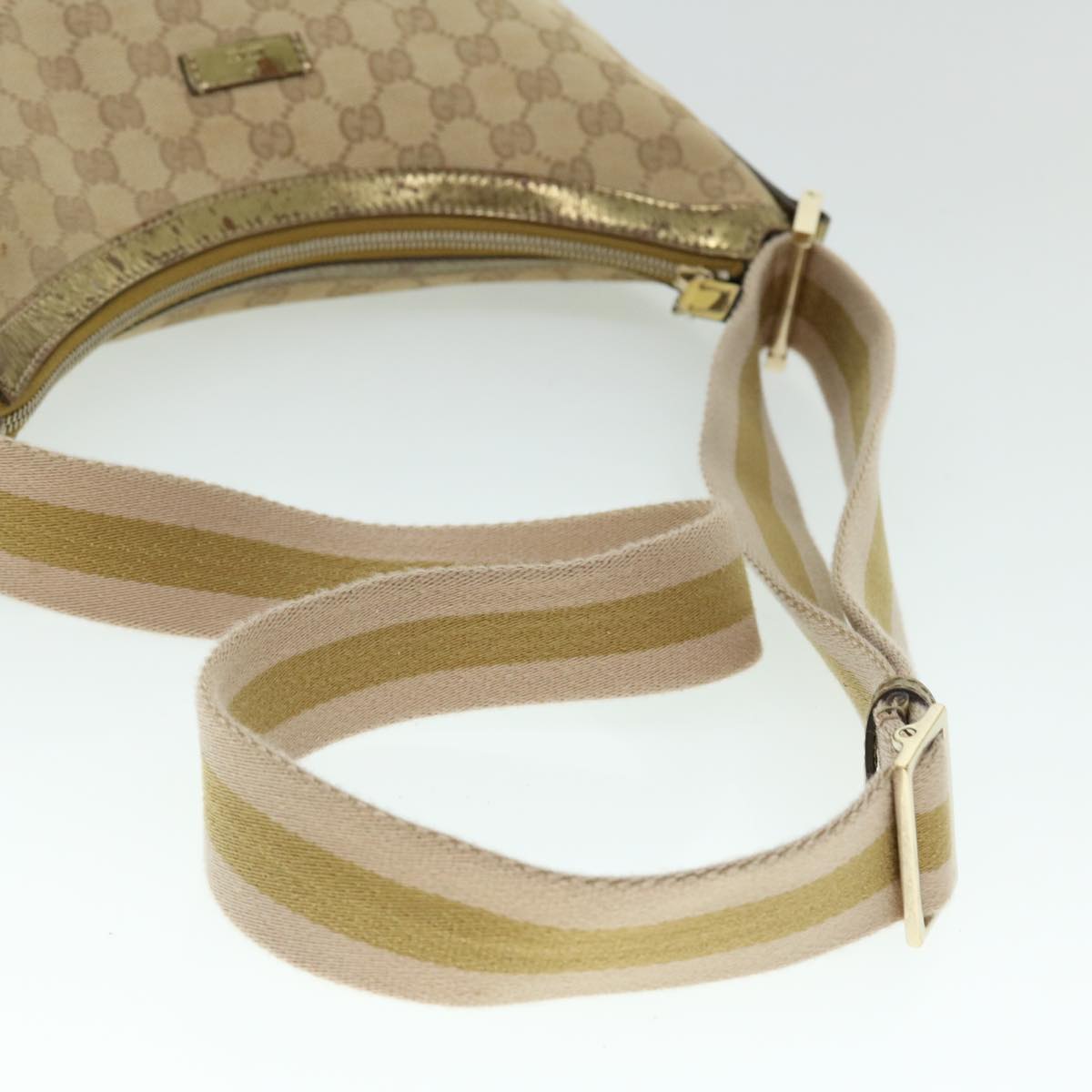 GUCCI GG Canvas Sherry Line Shoulder Bag Beige Gold 181092 fm2736
