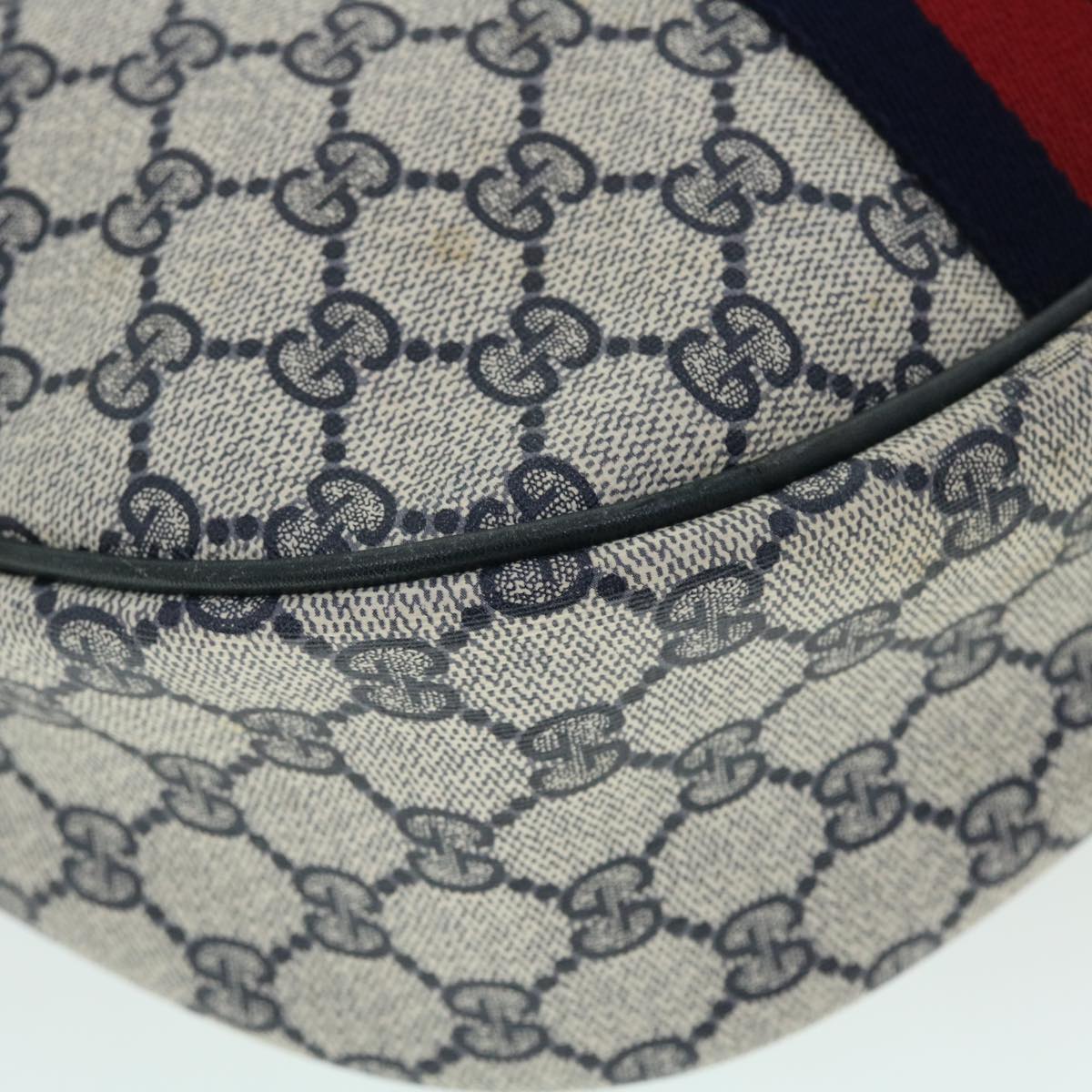 GUCCI GG Canvas Sherry Line Shoulder Bag PVC Leather Gray Navy Red fm2737