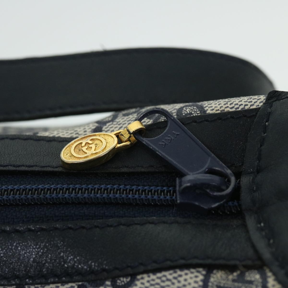 GUCCI GG Canvas Sherry Line Shoulder Bag PVC Leather Gray Navy Red fm2737