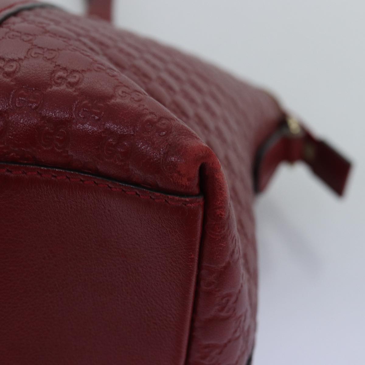 GUCCI Micro GG Canvas Guccissima Hand Bag Leather 2way Red 449657 fm3413