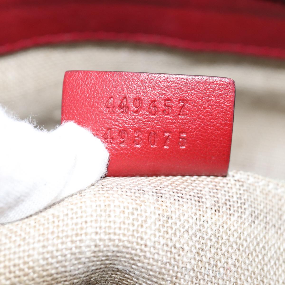 GUCCI Micro GG Canvas Guccissima Hand Bag Leather 2way Red 449657 fm3413