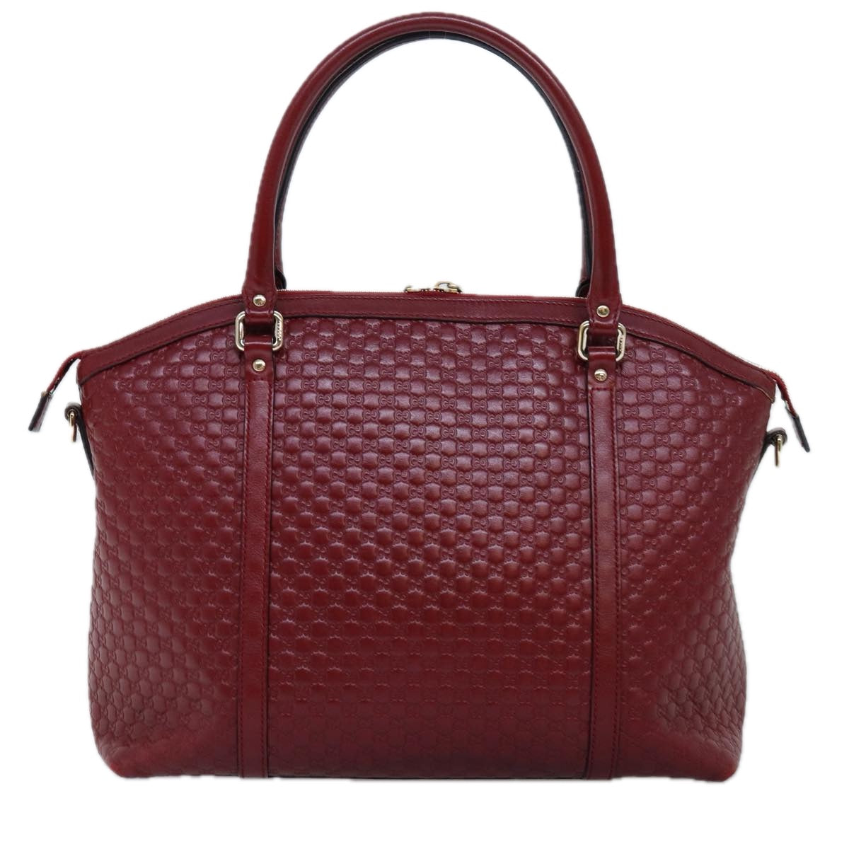 GUCCI Micro GG Canvas Guccissima Hand Bag Leather 2way Red 449657 fm3413