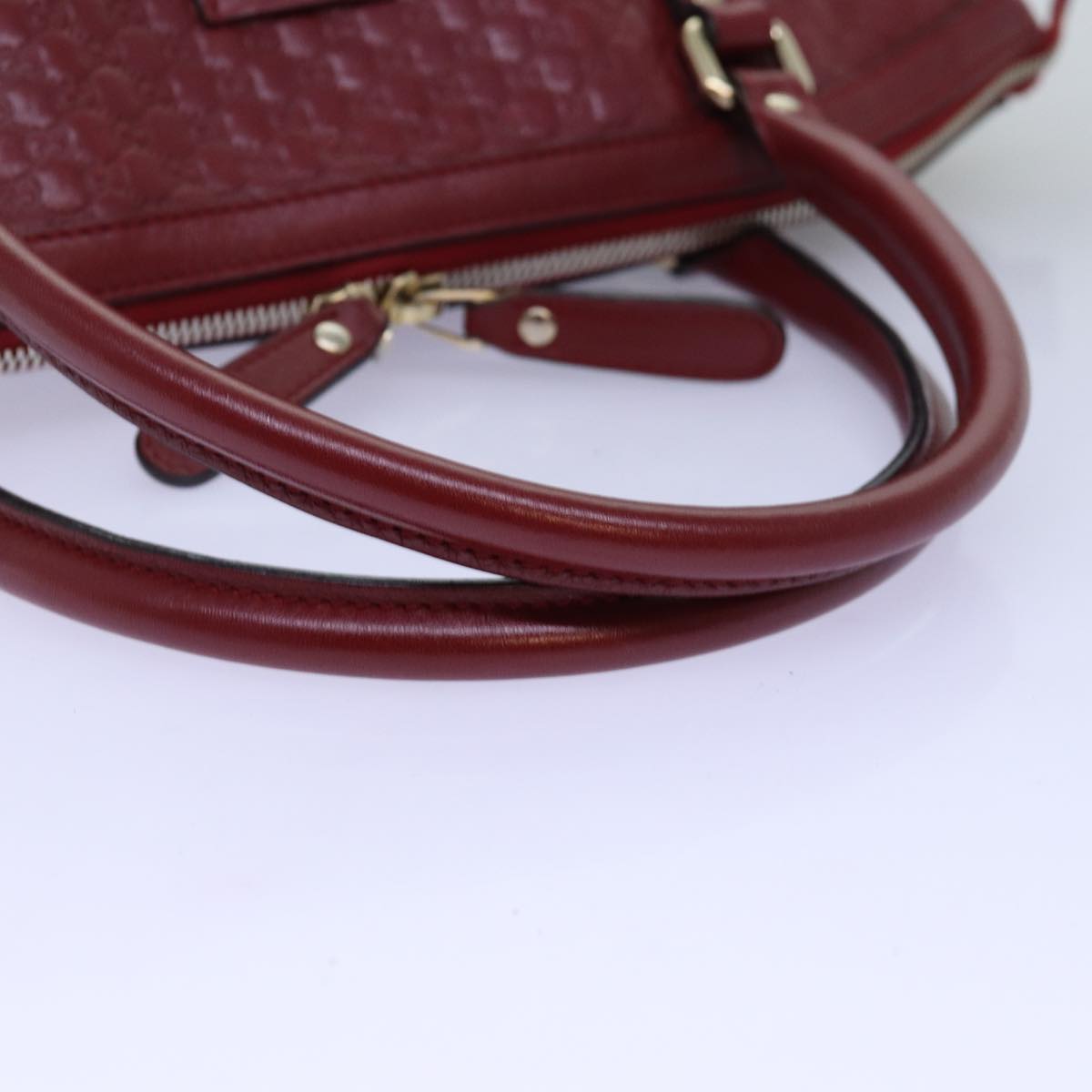GUCCI Micro GG Canvas Guccissima Hand Bag Leather 2way Red 449657 fm3413