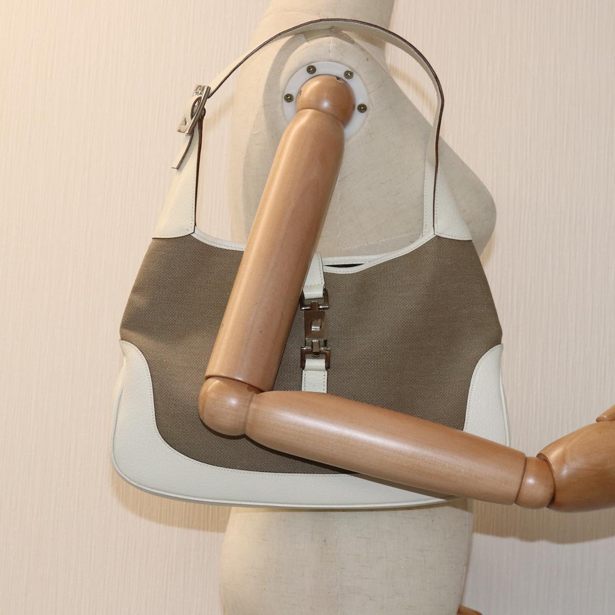 GUCCI Jackie Shoulder Bag Canvas Beige 001 3306 fm3414