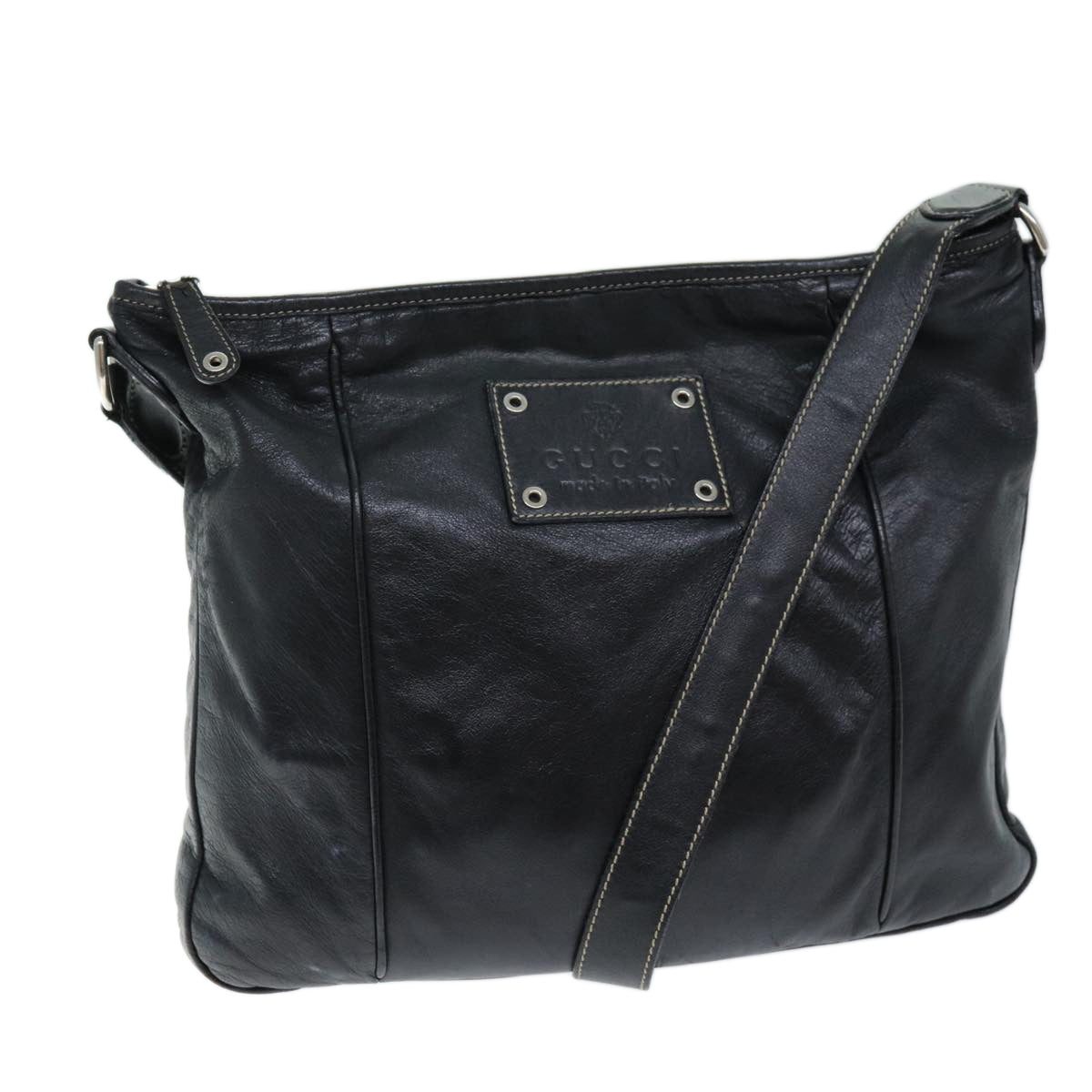 GUCCI Shoulder Bag Leather Black 190279 fm3431