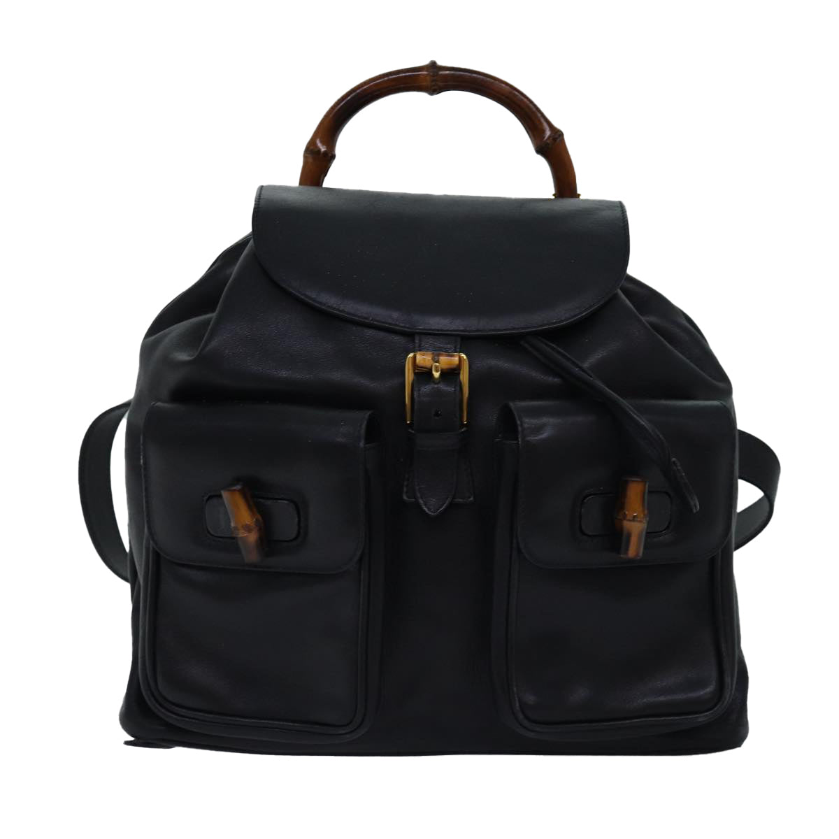 GUCCI Bamboo Backpack Leather Black 003 2058 0016 fm3461