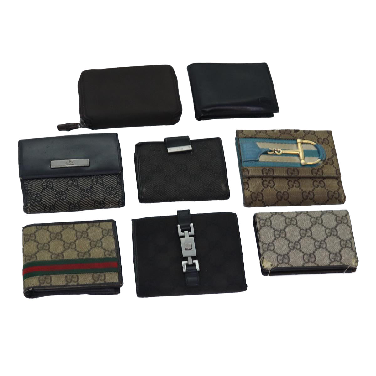 GUCCI GG Canvas Jackie Web Sherry Line Wallet 8Set Black Beige Red fm3491