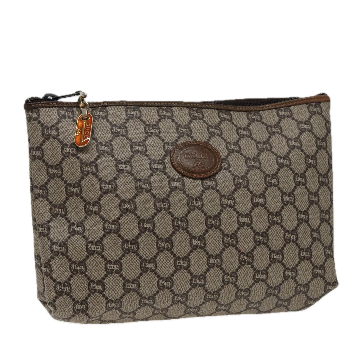 GUCCI GG Plus Supreme Clutch Bag PVC Beige fm3504