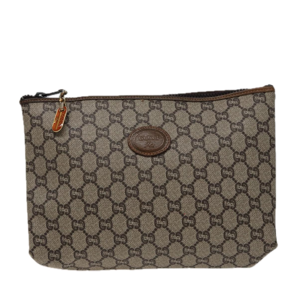 GUCCI GG Plus Supreme Clutch Bag PVC Beige fm3504