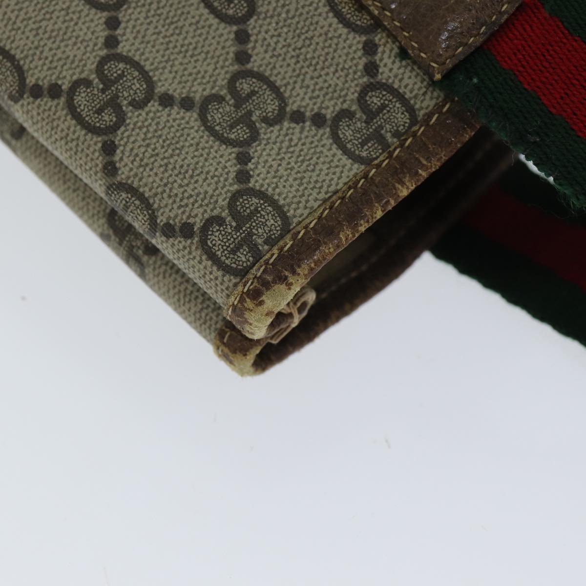 GUCCI GG Supreme Web Sherry Line Tote Bag PVC Beige Red 37 02 2140 fm3507