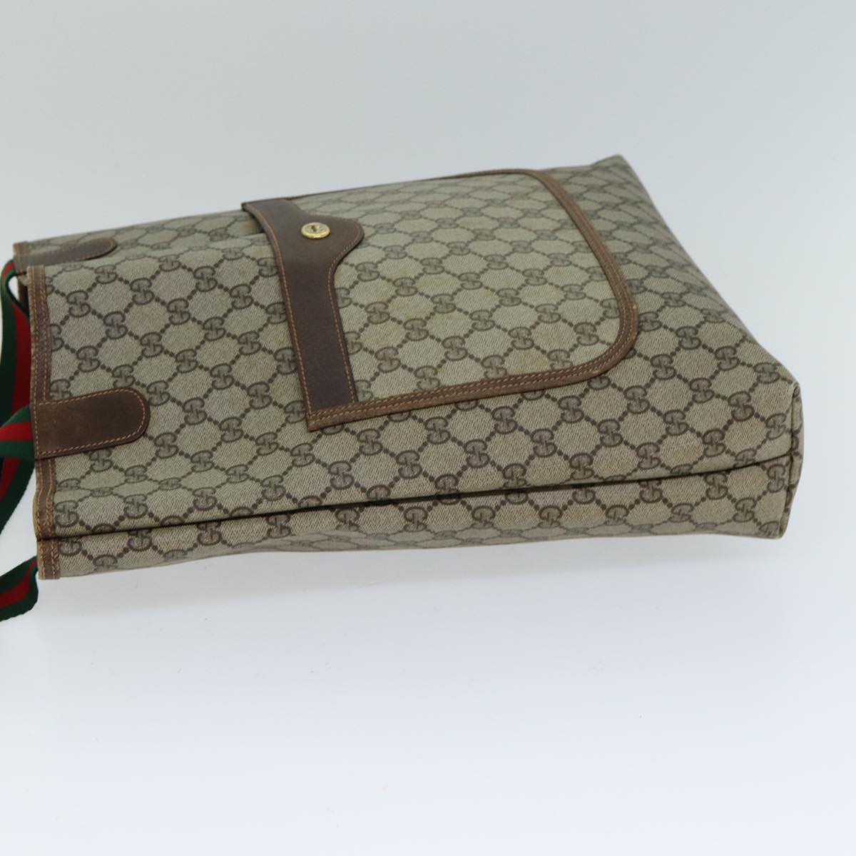 GUCCI GG Supreme Web Sherry Line Tote Bag PVC Beige Red 123 02003 fm3508