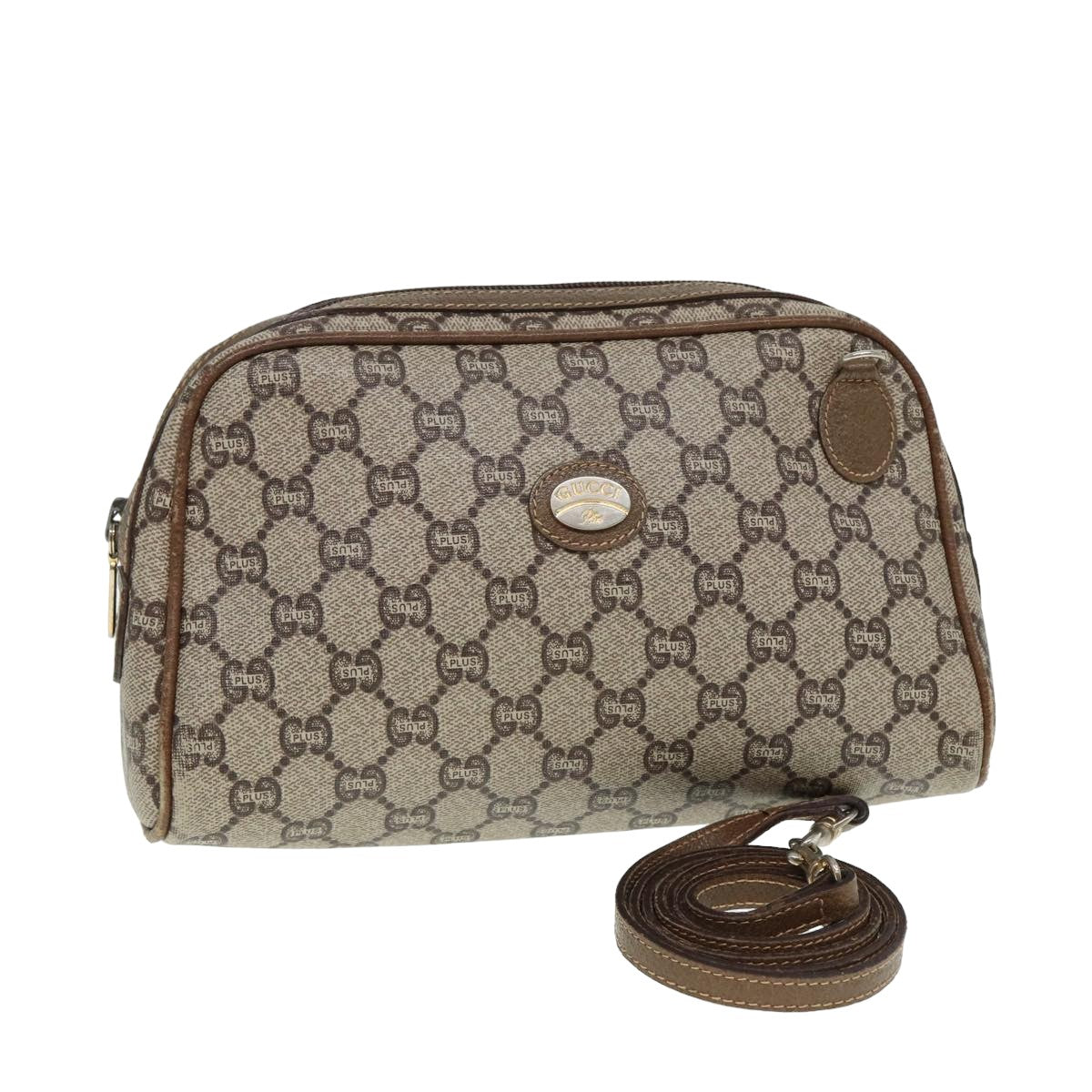 GUCCI GG Plus Supreme Shoulder Bag PVC Leather Beige fm3509