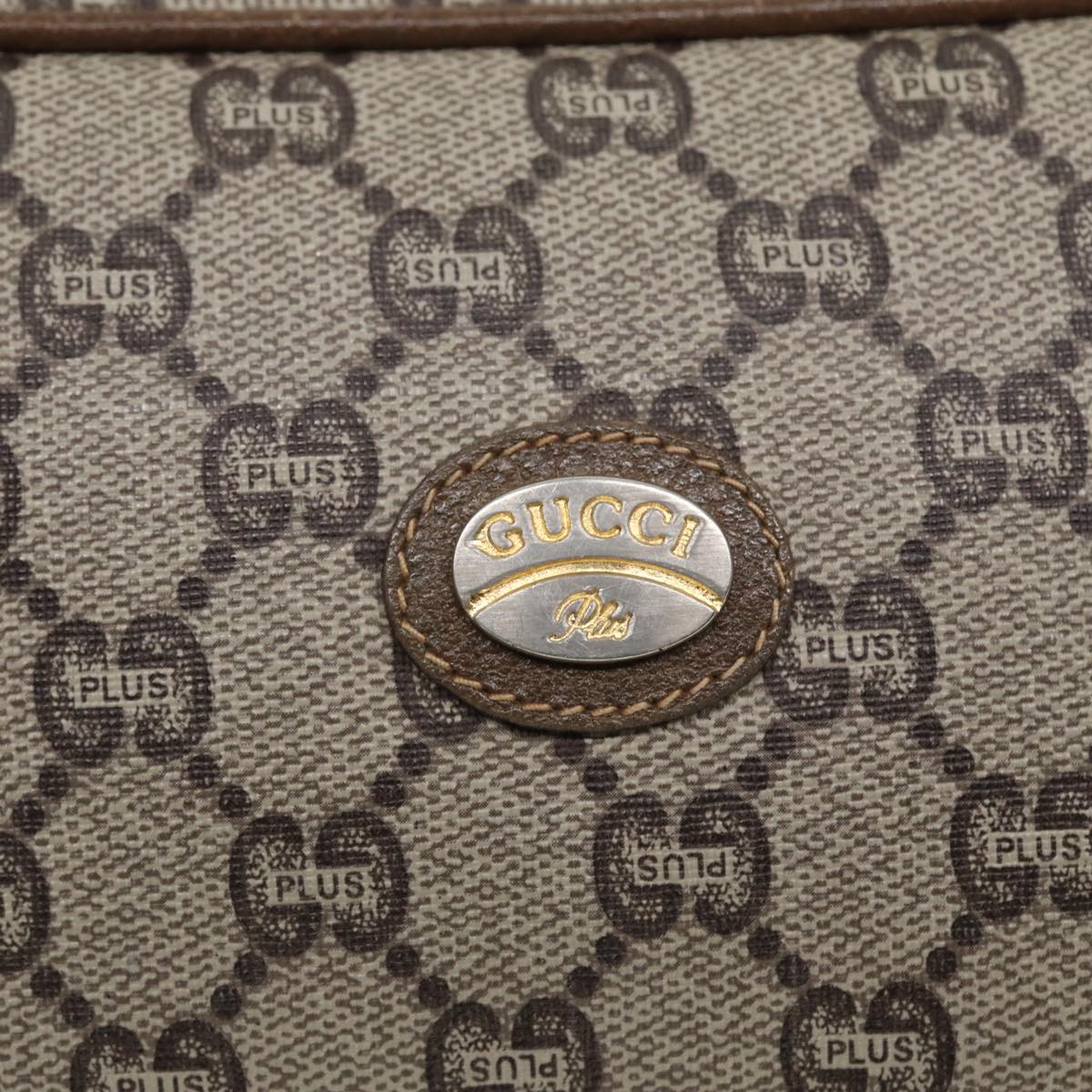 GUCCI GG Plus Supreme Shoulder Bag PVC Leather Beige fm3509