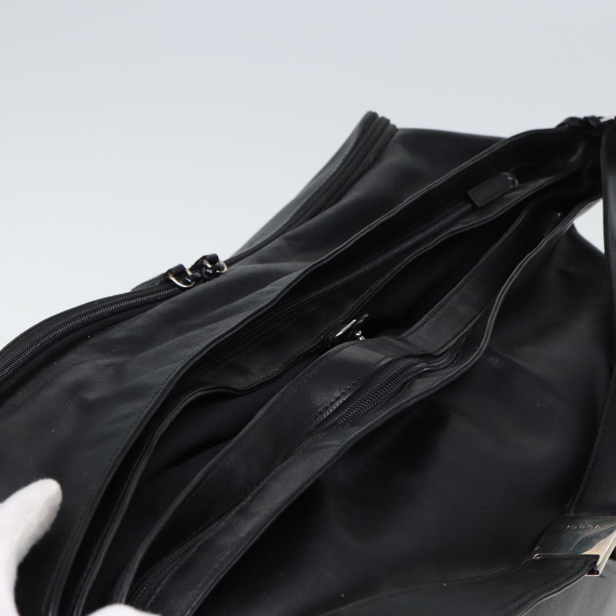 GUCCI Shoulder Bag Leather Black fm3542