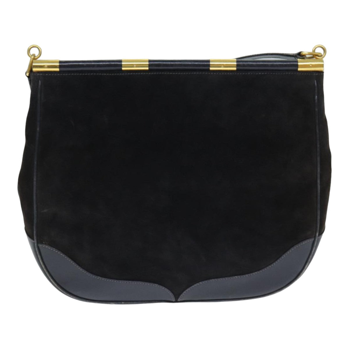 GUCCI Shoulder Bag Leather Suede Navy fm3543