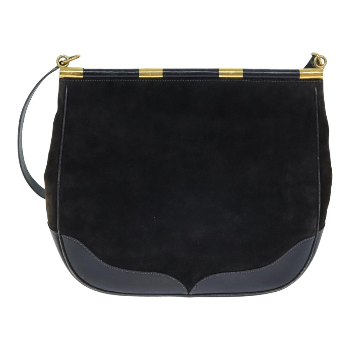 GUCCI Shoulder Bag Leather Suede Navy fm3543