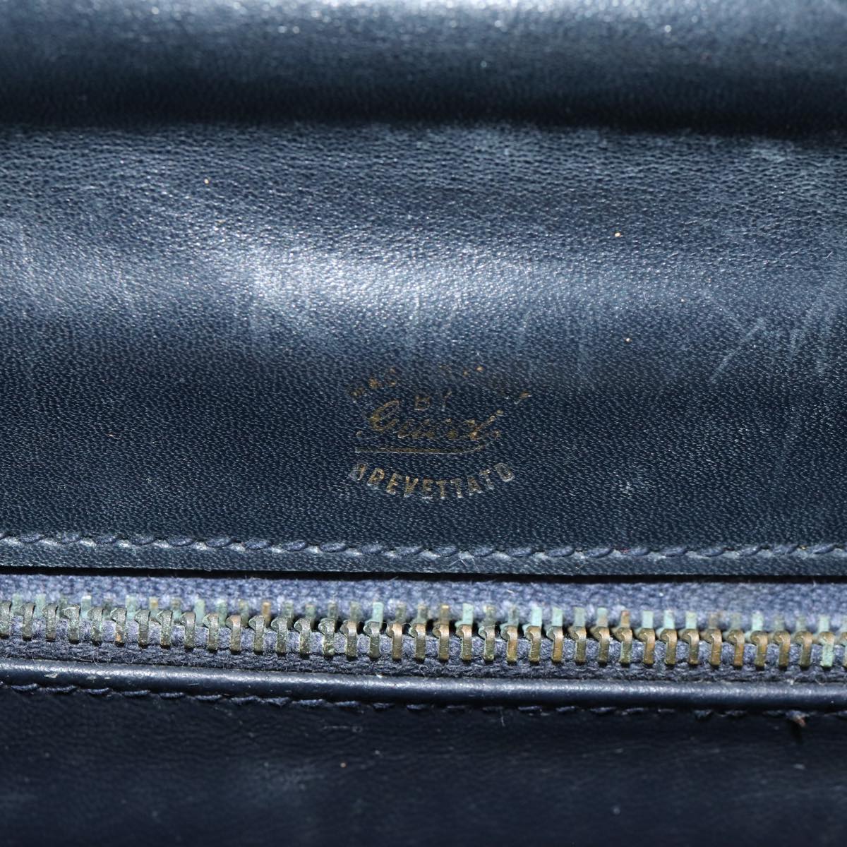 GUCCI GG Supreme Sherry Line Shoulder Bag PVC Leather Navy Red fm3556