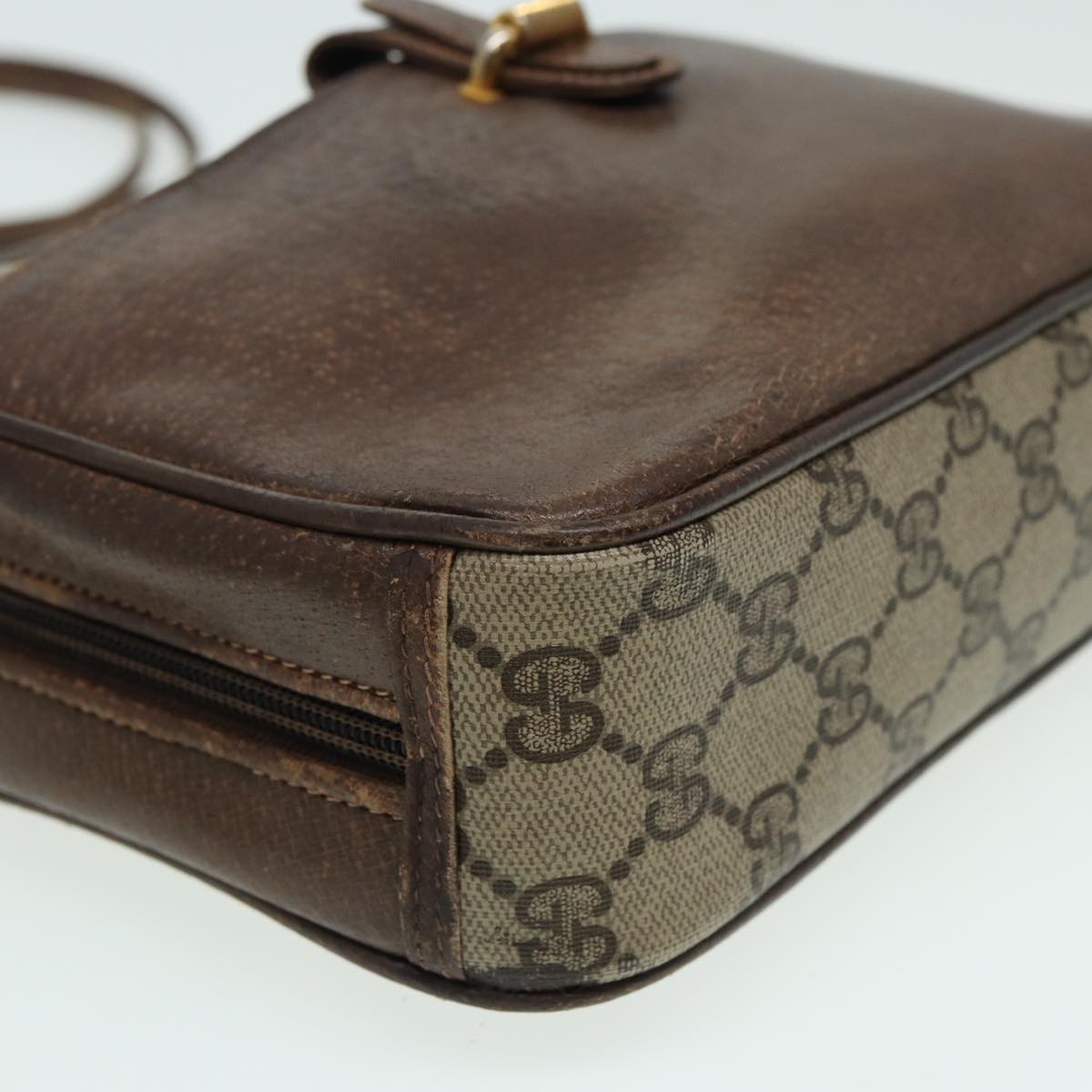 GUCCI GG Canvas Shoulder Bag PVC Leather Beige fm3580