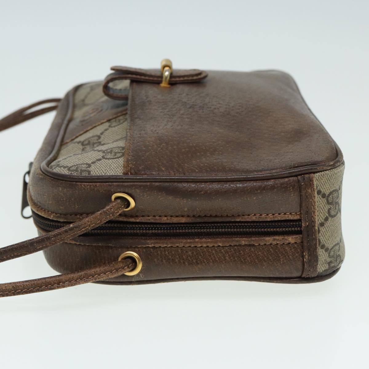 GUCCI GG Canvas Shoulder Bag PVC Leather Beige fm3580