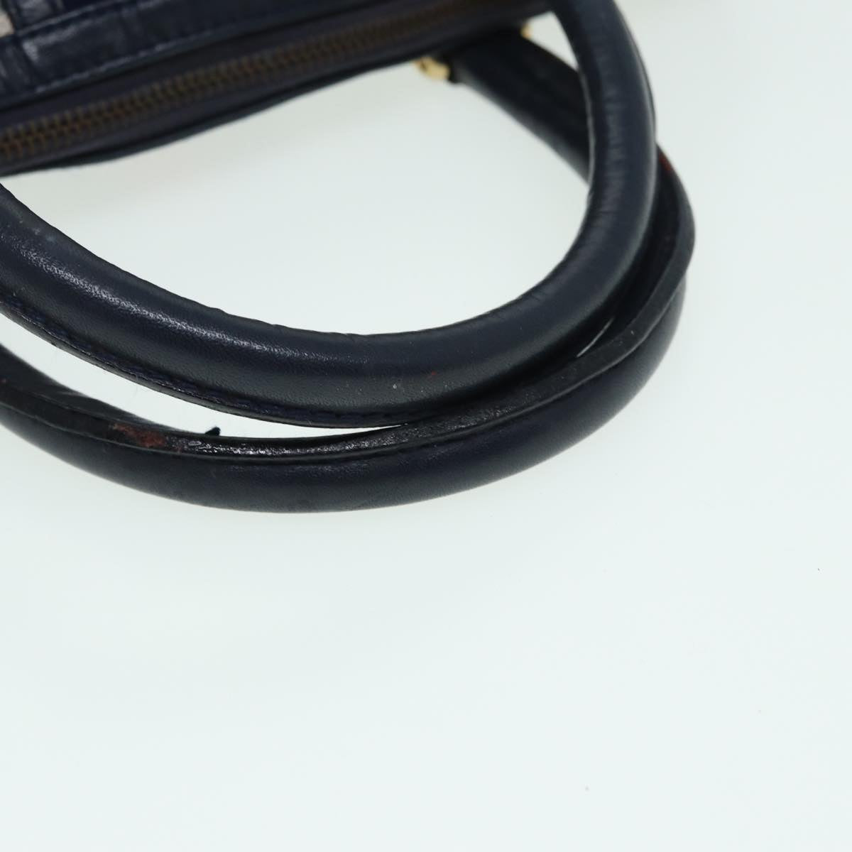GUCCI GG Canvas Sherry Line Hand Bag PVC Leather Navy fm3583