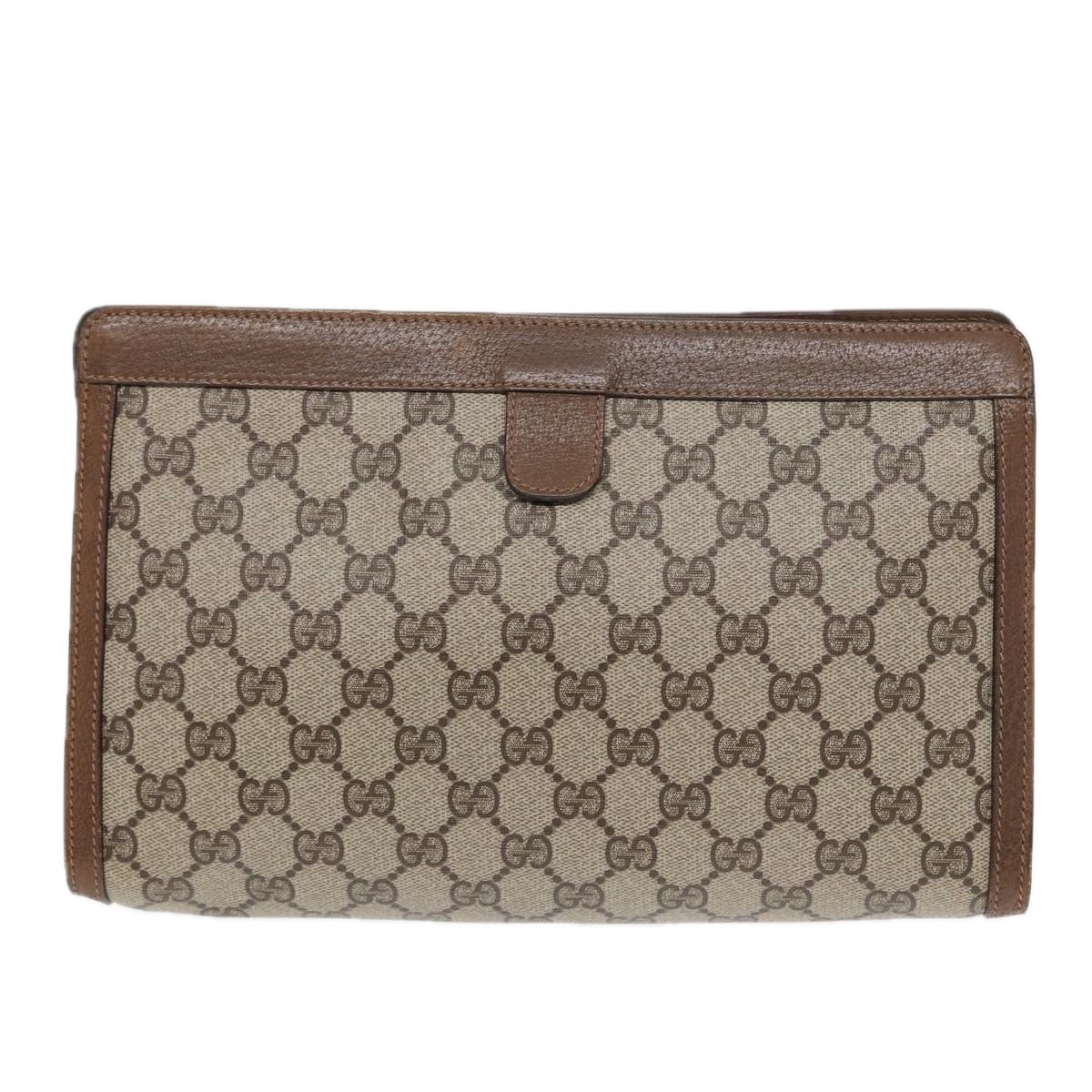 GUCCI GG Supreme Clutch Bag PVC Leather Beige 89 01 033 fm3645