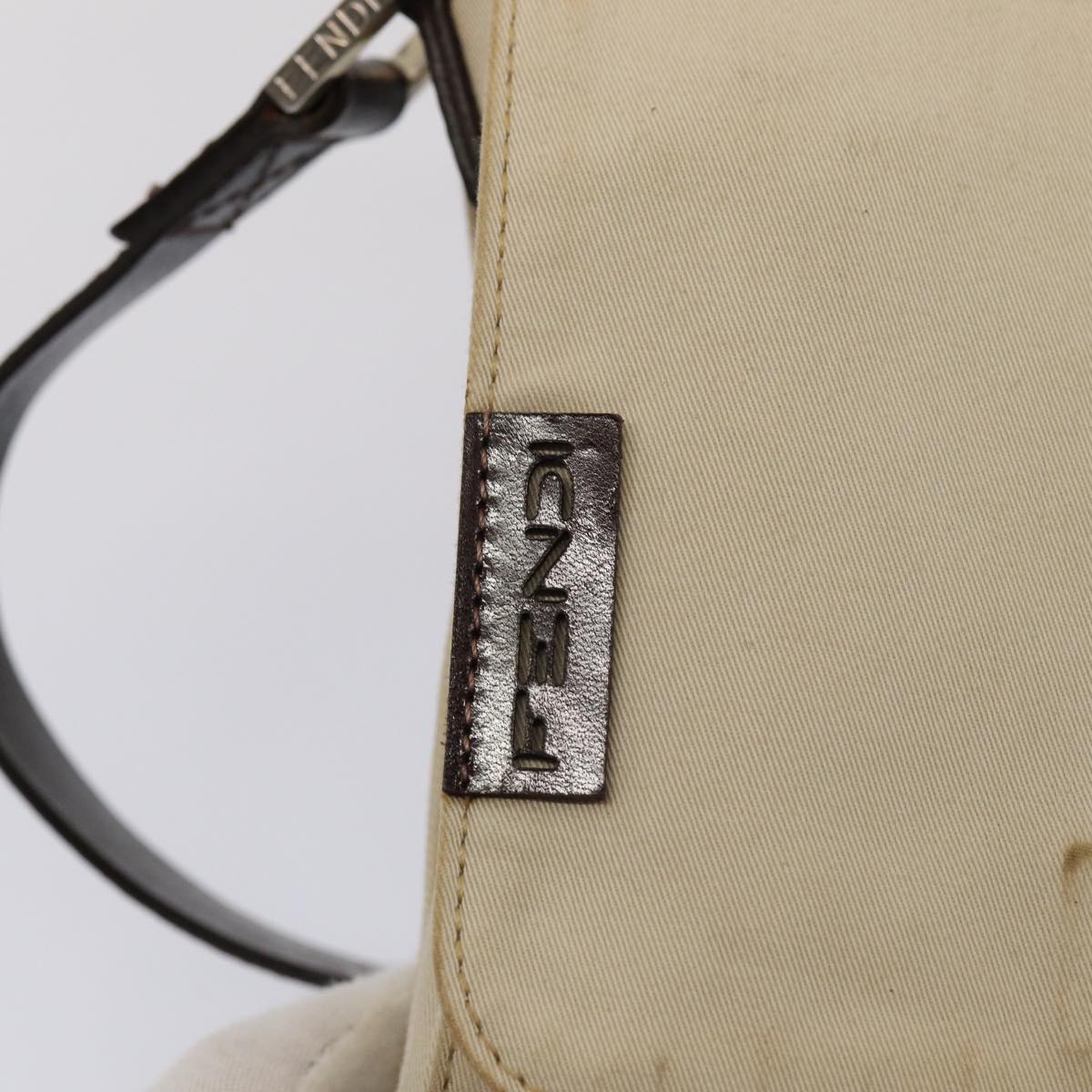 FENDI Canvas Shoulder Bag Beige fm3657