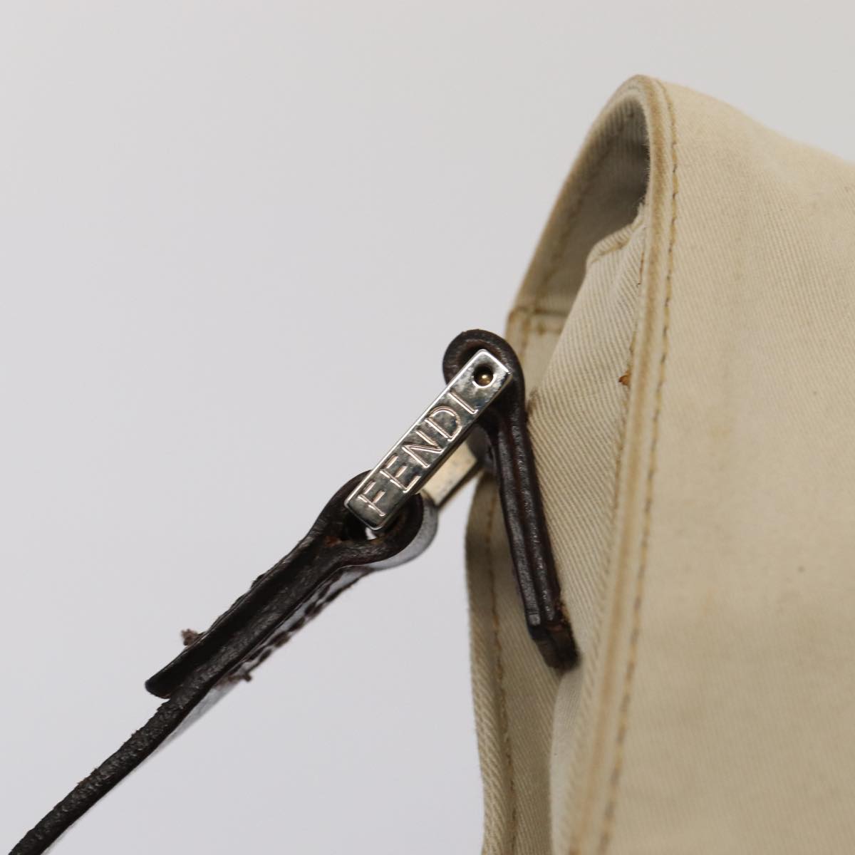 FENDI Canvas Shoulder Bag Beige fm3657