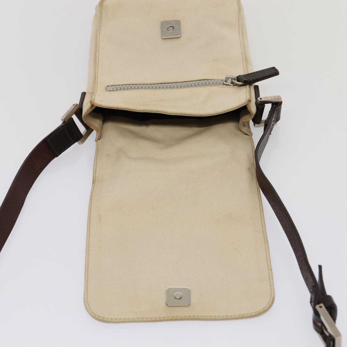 FENDI Canvas Shoulder Bag Beige fm3657