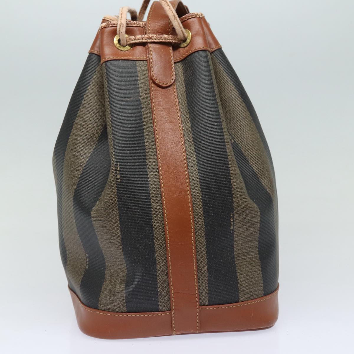 FENDI Pecan Canvas Shoulder Bag Brown Black gold fm3718