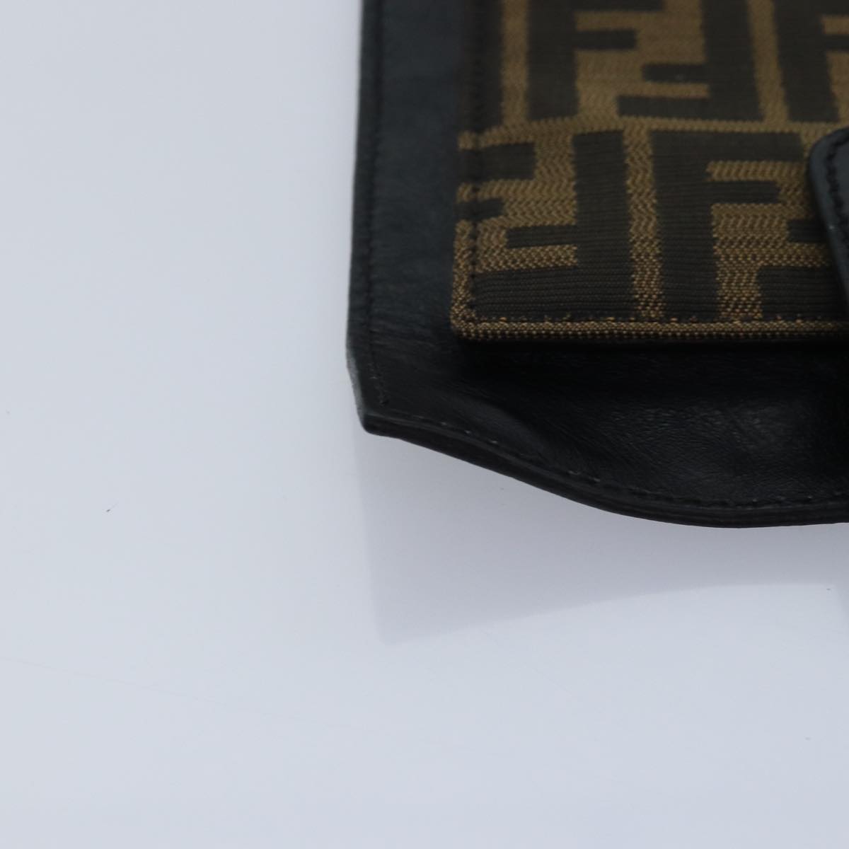FENDI Zucca Canvas Shoulder Bag Leather Black Gold fm3729