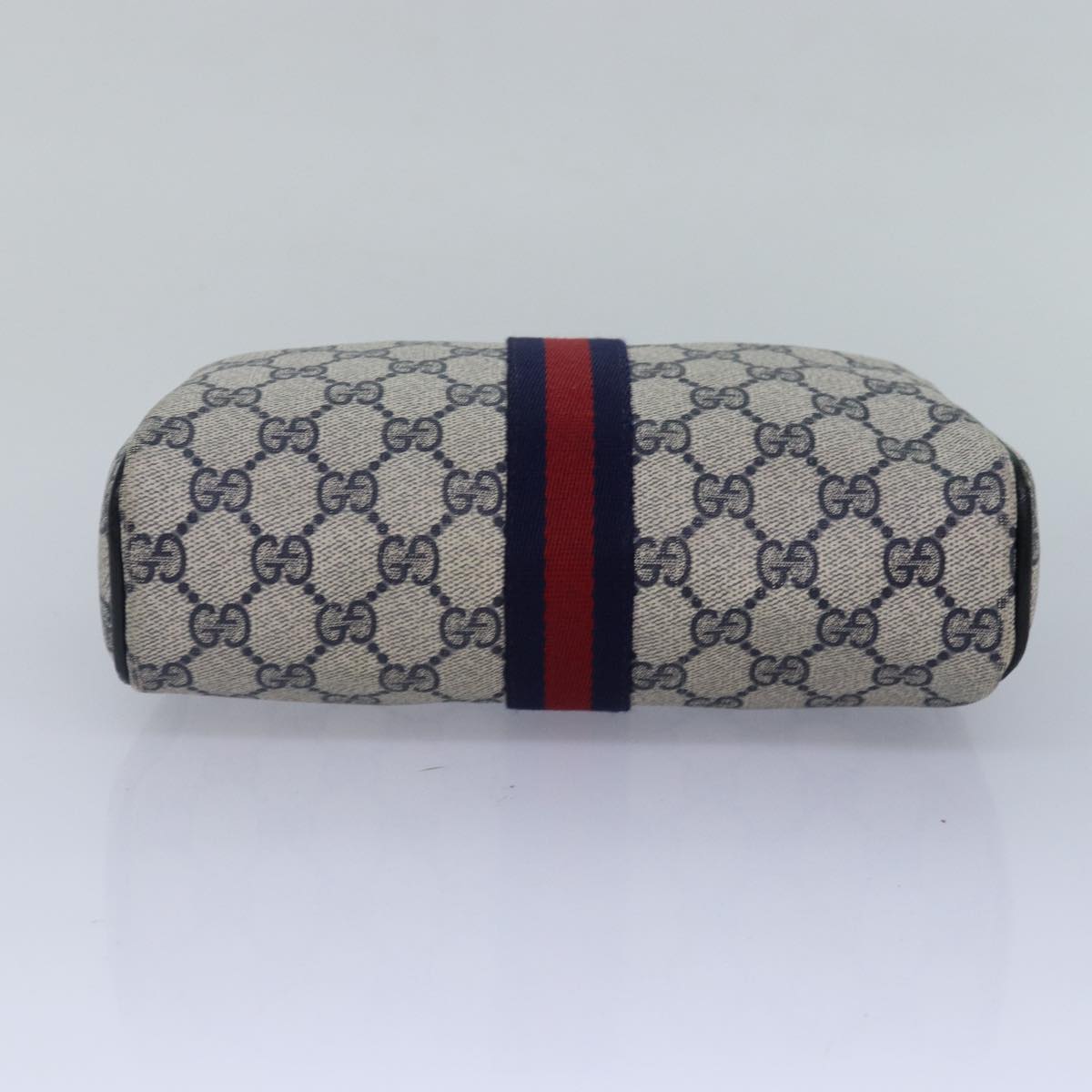 GUCCI GG Supreme Sherry Line Clutch Bag PVC Navy Red 010 378 fm3753