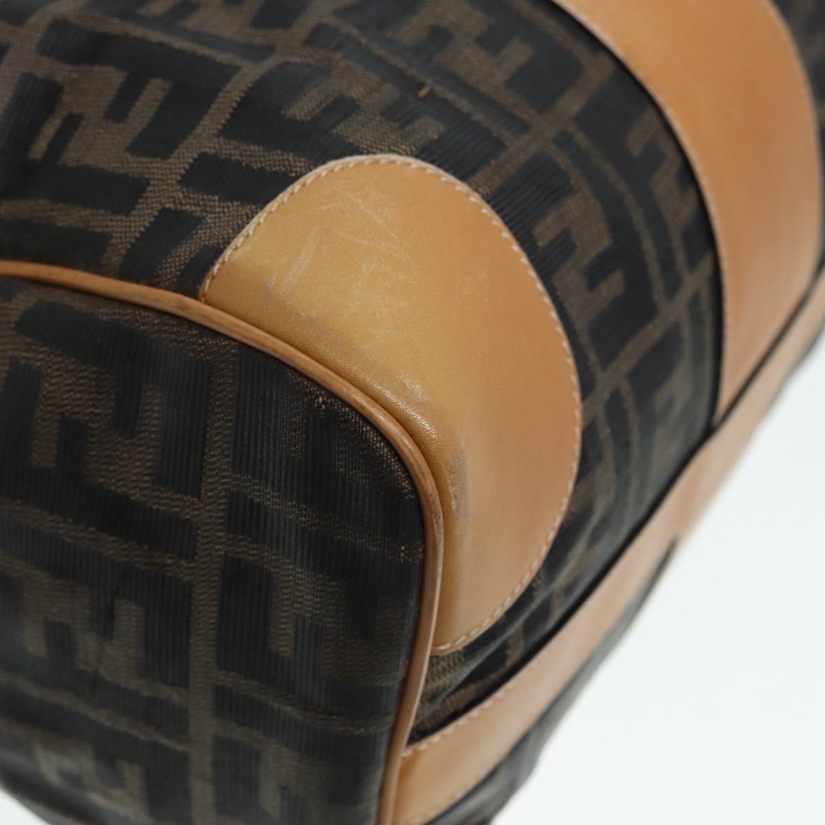 FENDI Zucca Canvas Hand Bag Brown Black gold fm3783