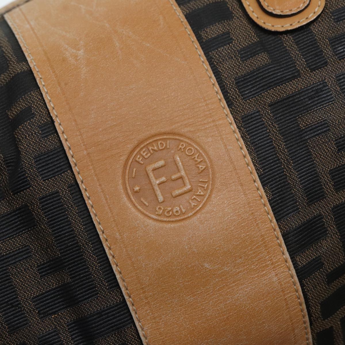 FENDI Zucca Canvas Hand Bag Brown Black gold fm3783
