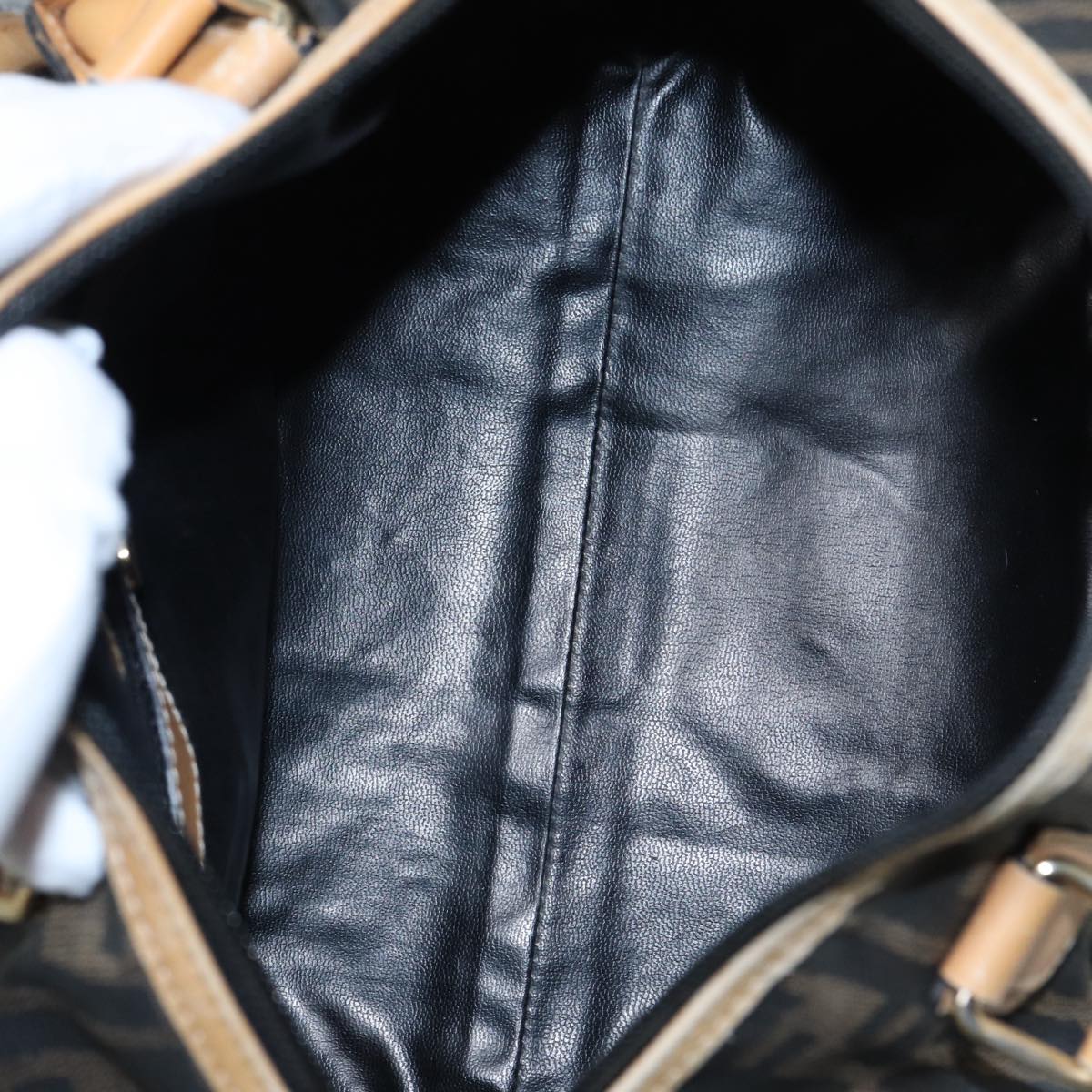 FENDI Zucca Canvas Hand Bag Brown Black gold fm3783