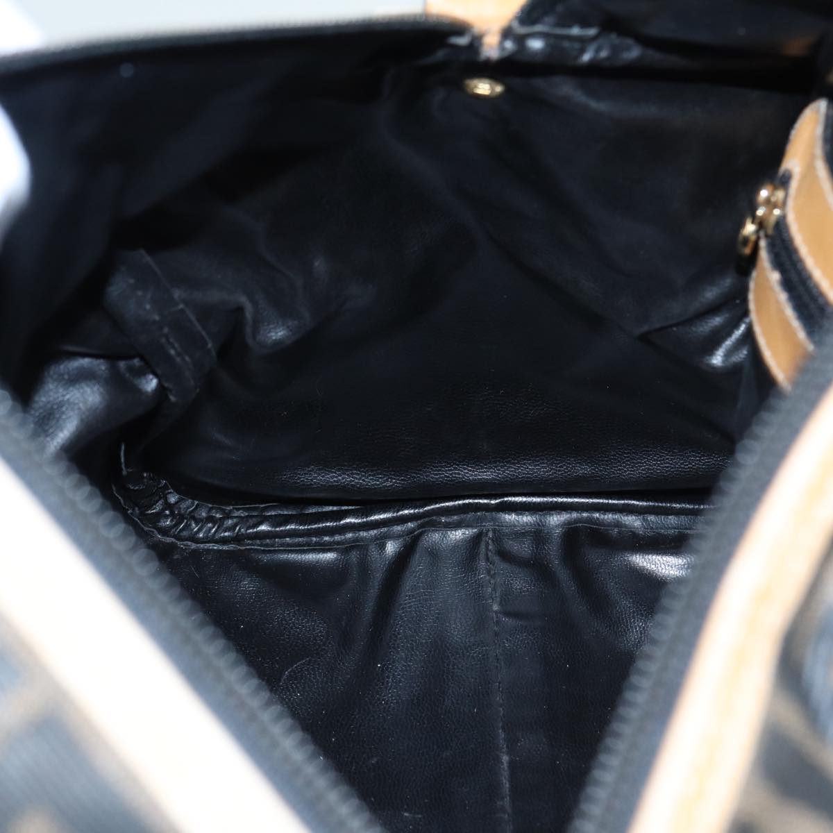 FENDI Zucca Canvas Hand Bag Brown Black gold fm3783