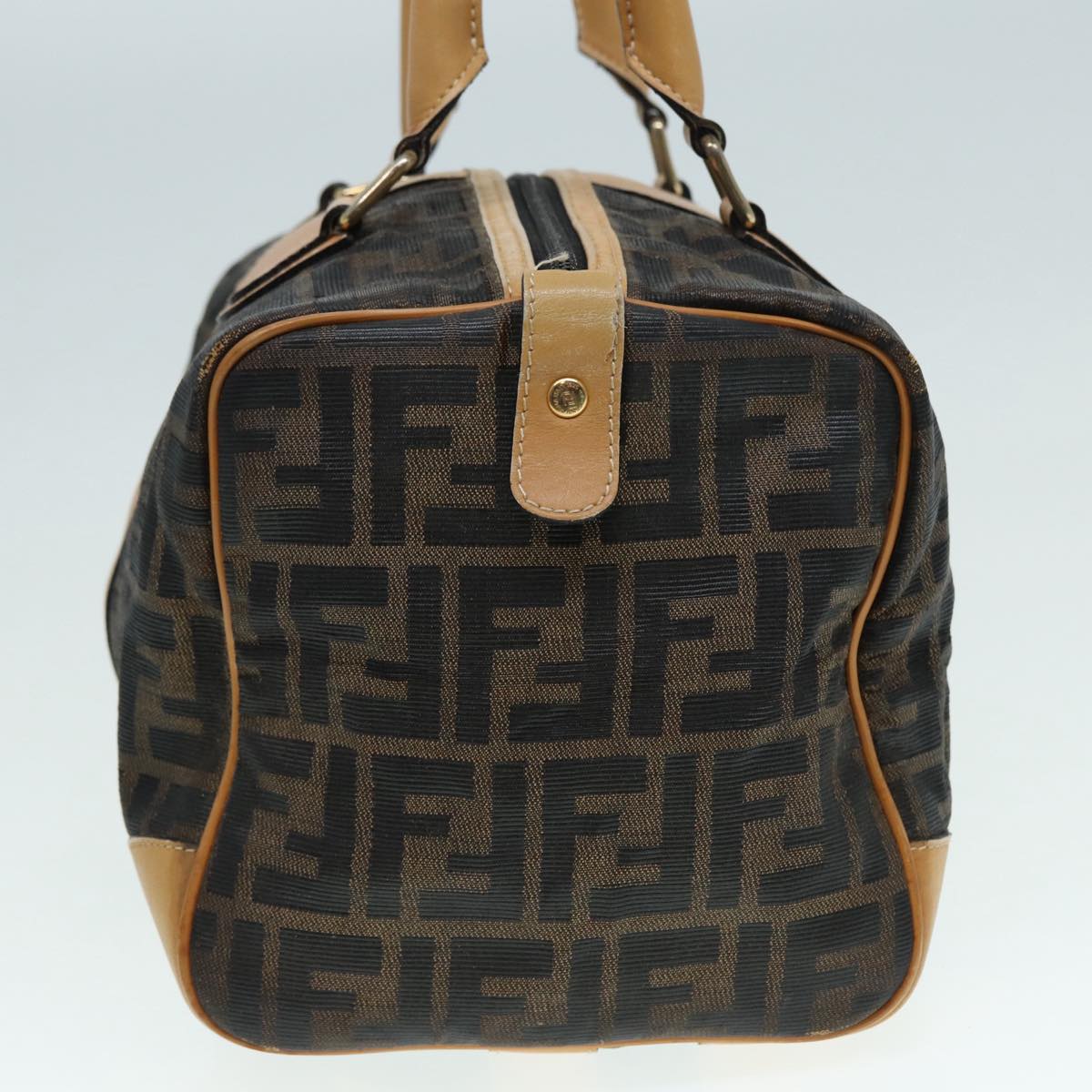 FENDI Zucca Canvas Hand Bag Brown Black gold fm3783