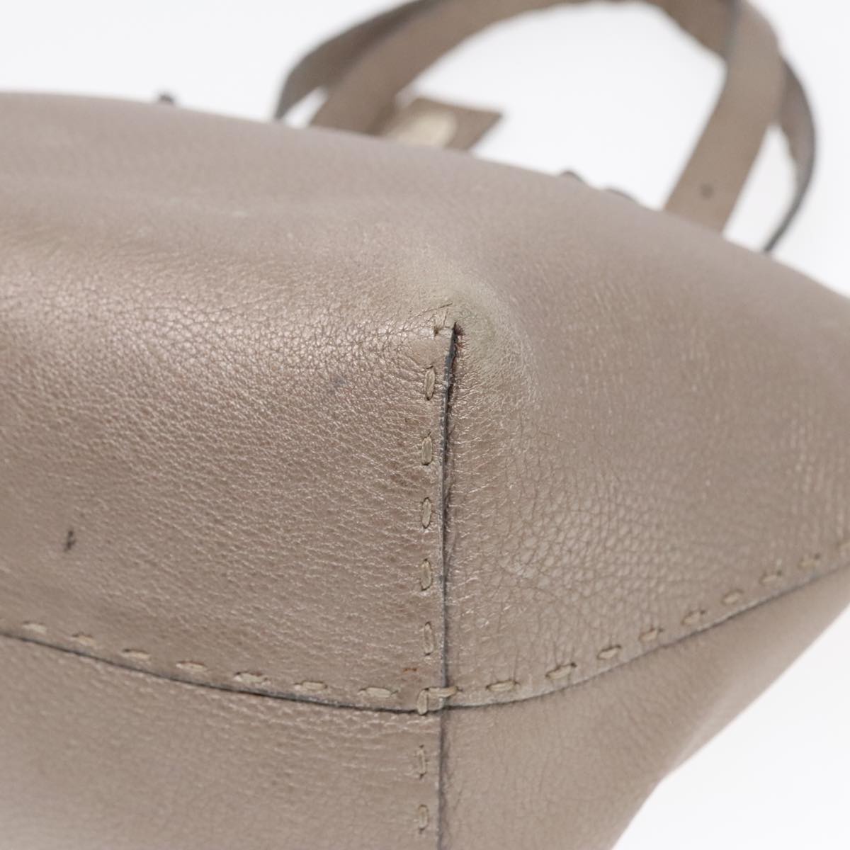 FENDI Celeria Tote Bag Leather Silver Silver Tone fm3806