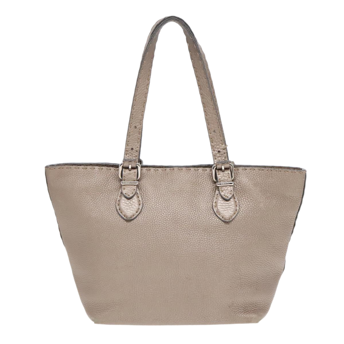 FENDI Celeria Tote Bag Leather Silver Silver Tone fm3806