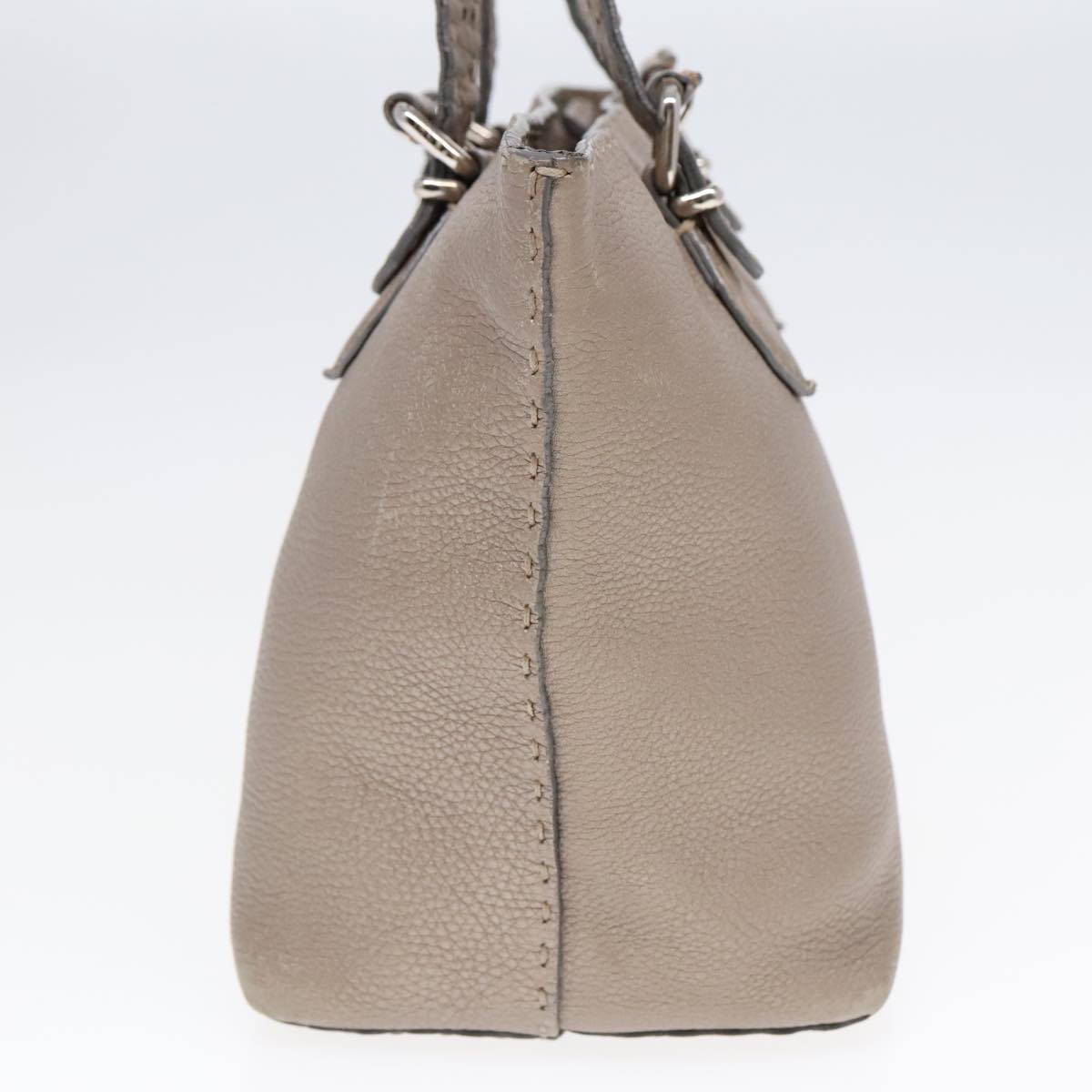 FENDI Celeria Tote Bag Leather Silver Silver Tone fm3806
