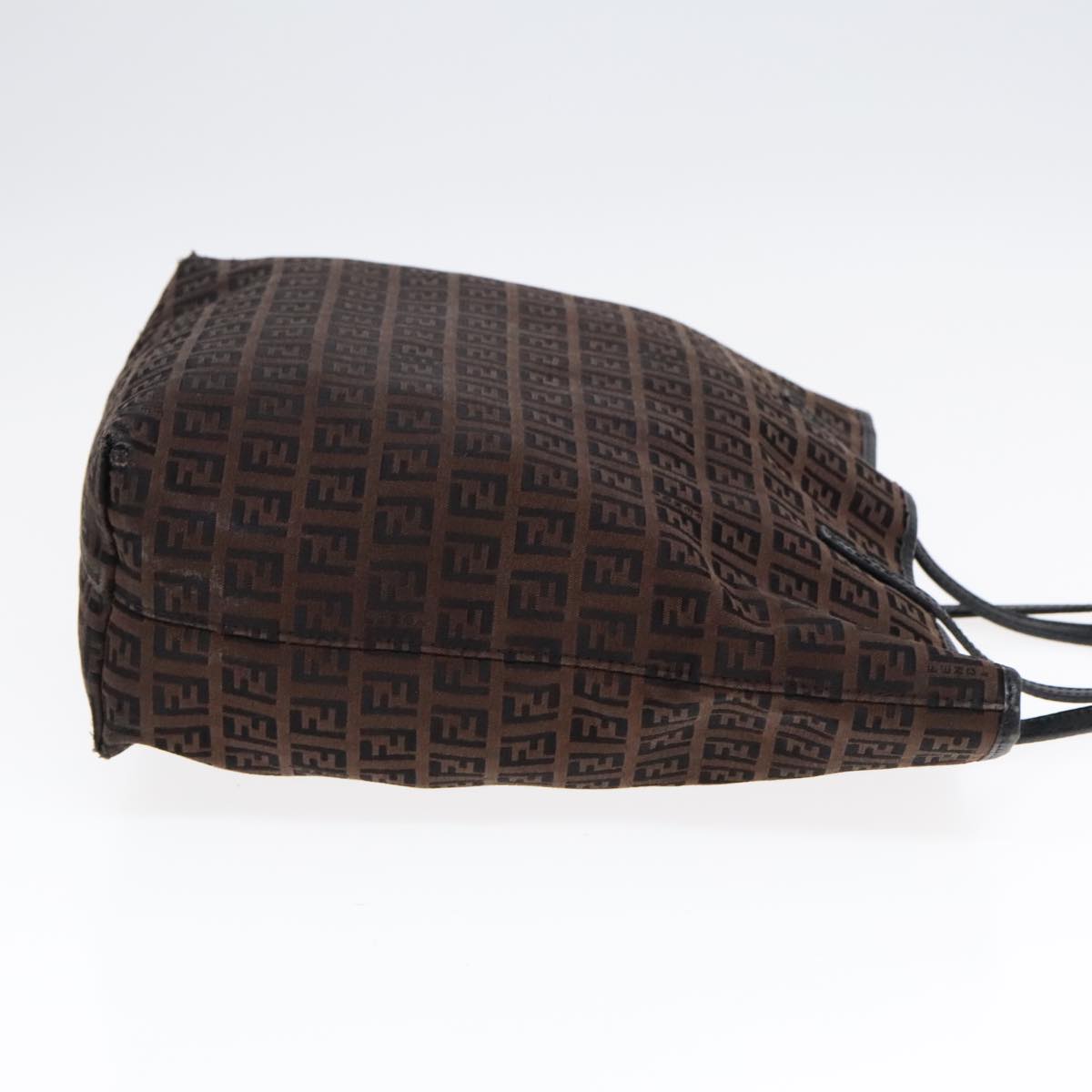 FENDI Zucchino Canvas Tote Bag Brown Black Silver fm3814