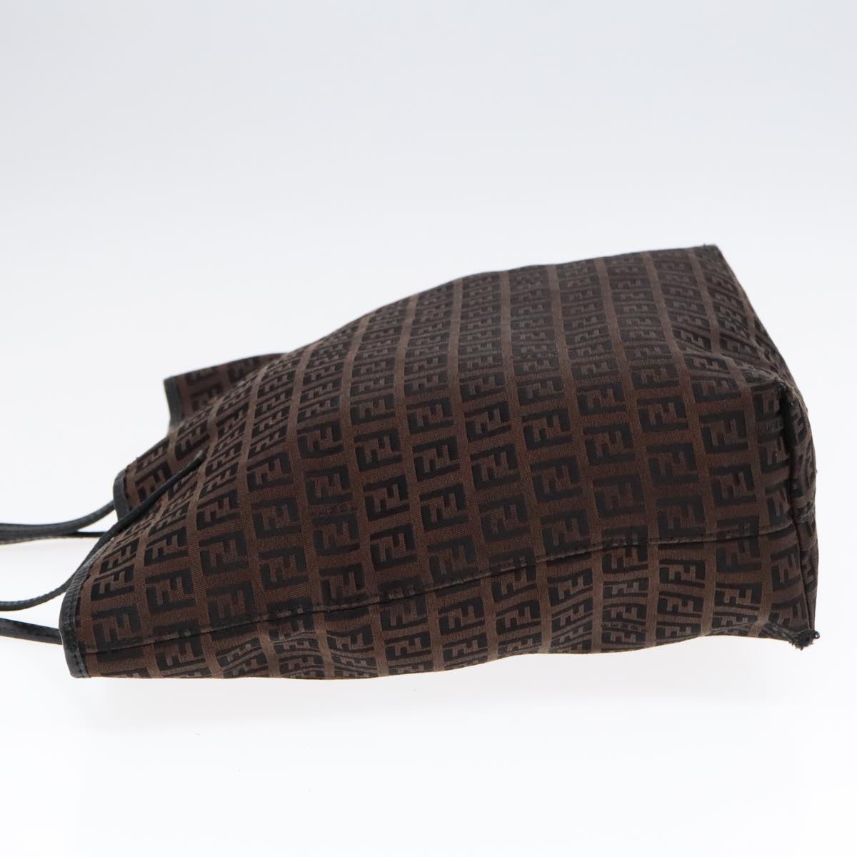 FENDI Zucchino Canvas Tote Bag Brown Black Silver fm3814
