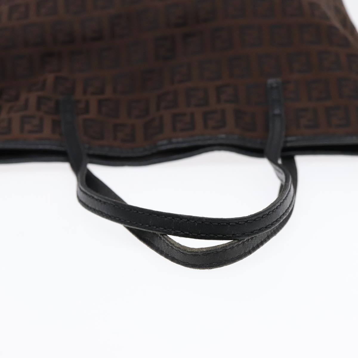 FENDI Zucchino Canvas Tote Bag Brown Black Silver fm3814