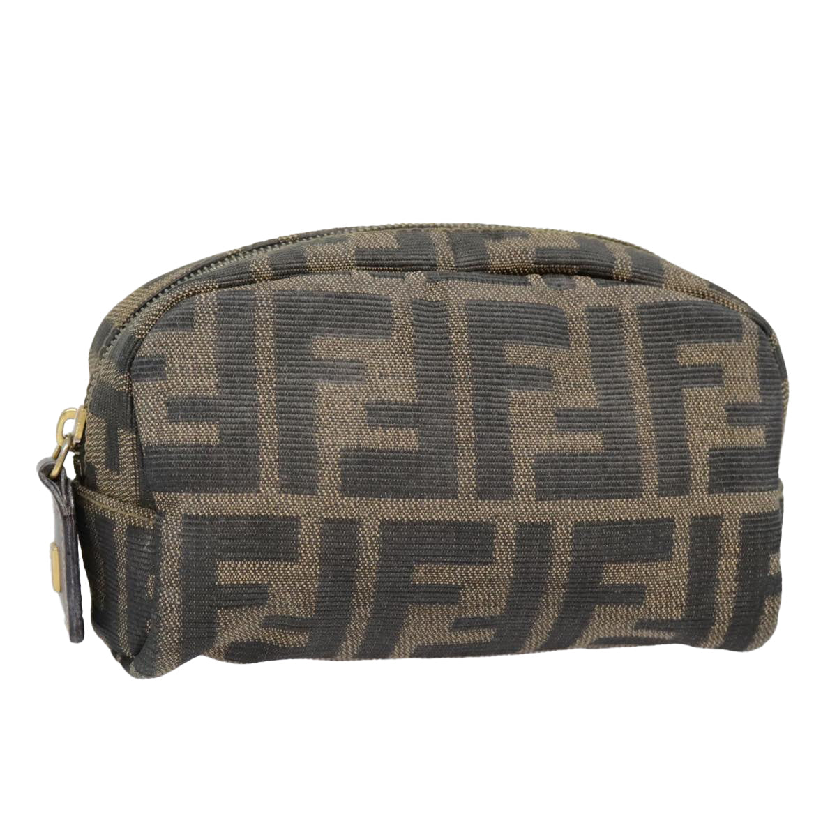 FENDI Zucca Canvas Pouch Black Gold Brown fm3877