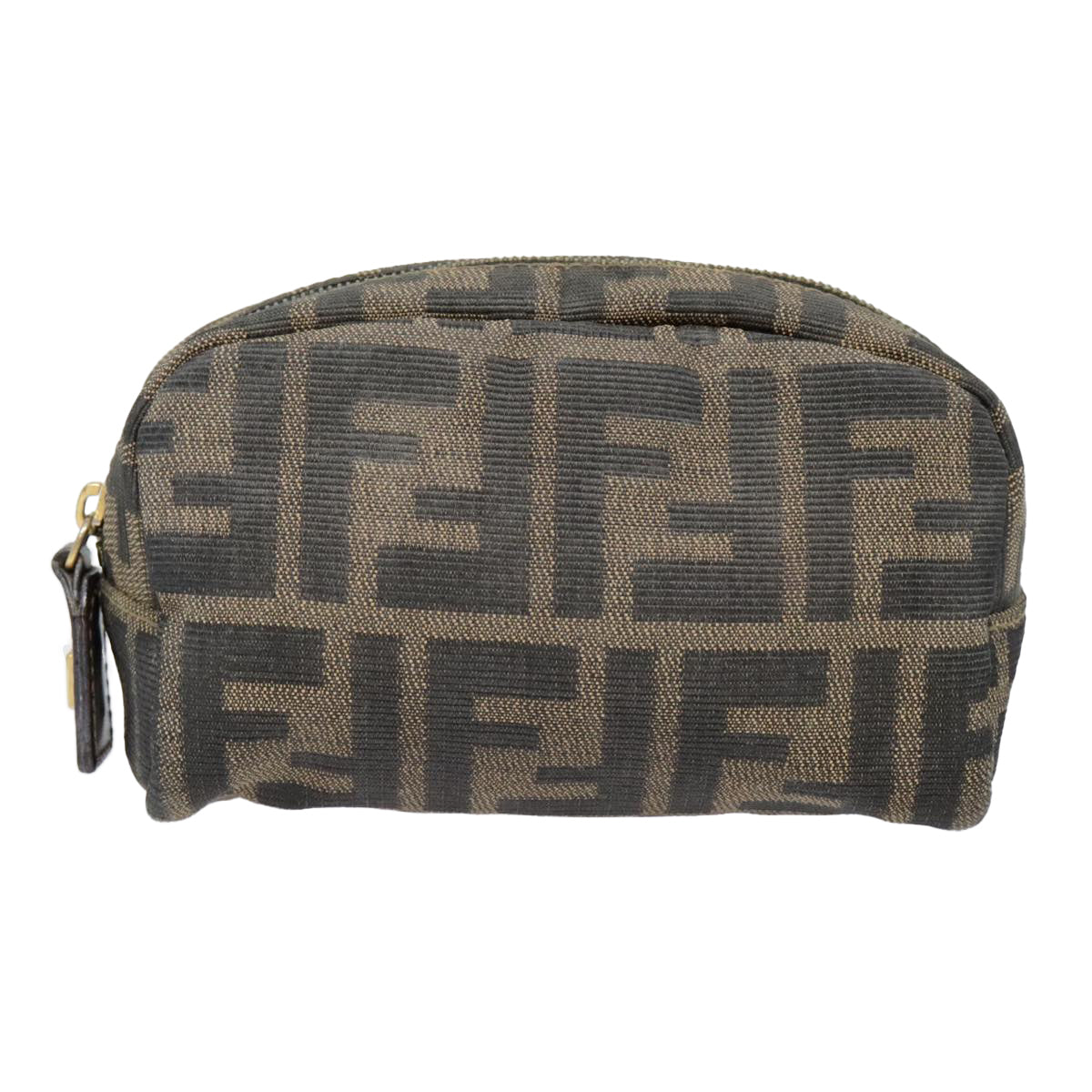 FENDI Zucca Canvas Pouch Black Gold Brown fm3877