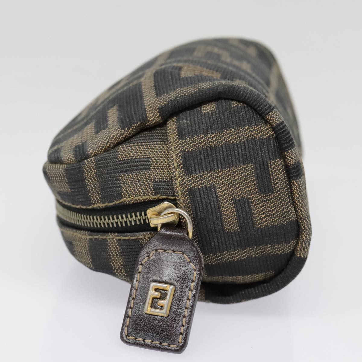 FENDI Zucca Canvas Pouch Black Gold Brown fm3877