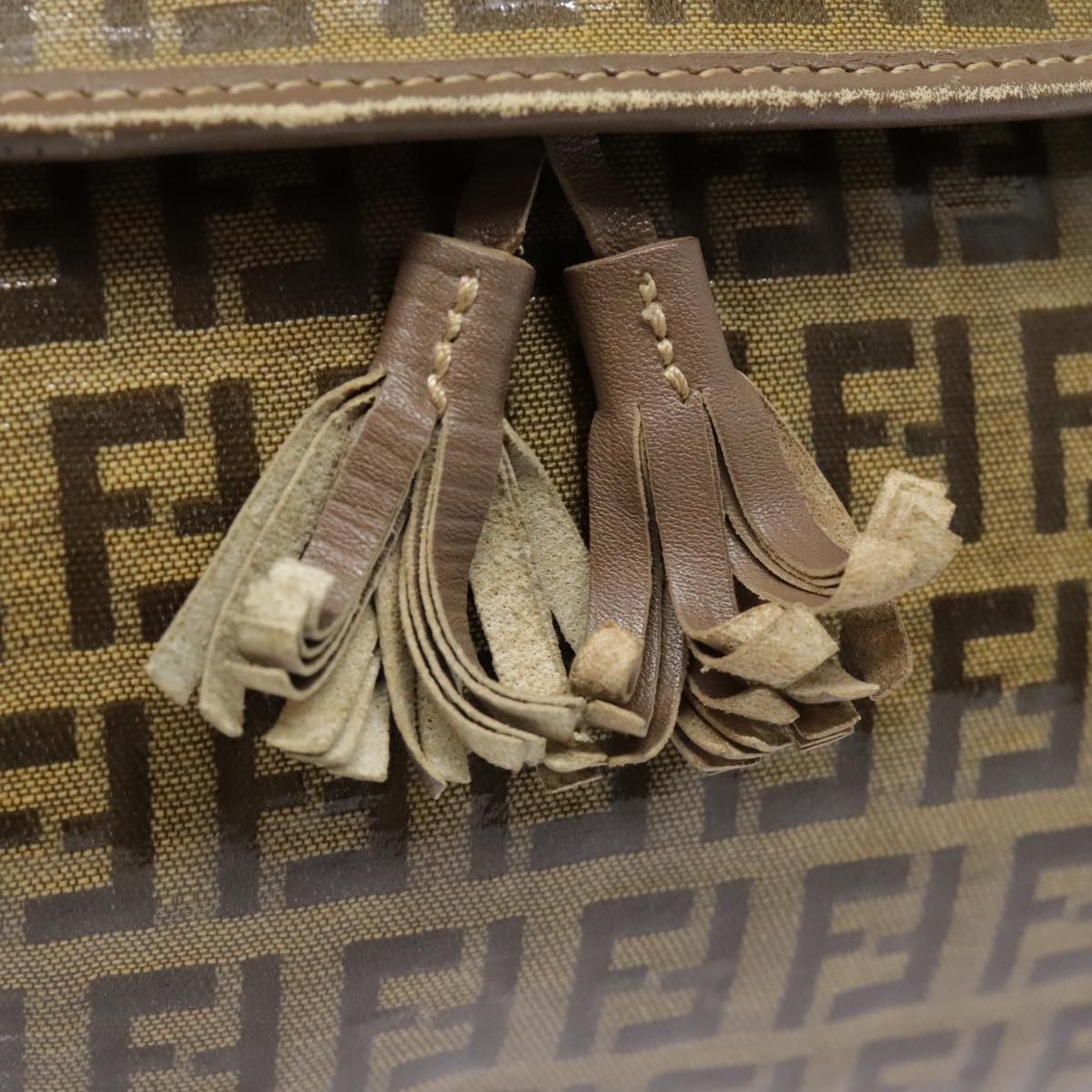 FENDI Zucchino Canvas Shoulder Bag Vintage Beige fm3888