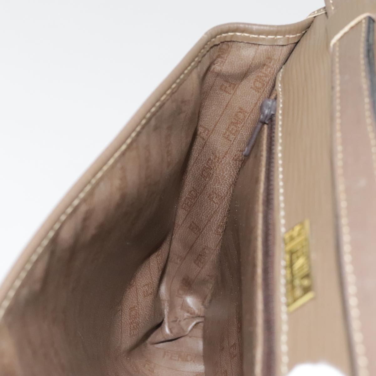FENDI Zucchino Canvas Shoulder Bag Vintage Beige fm3888