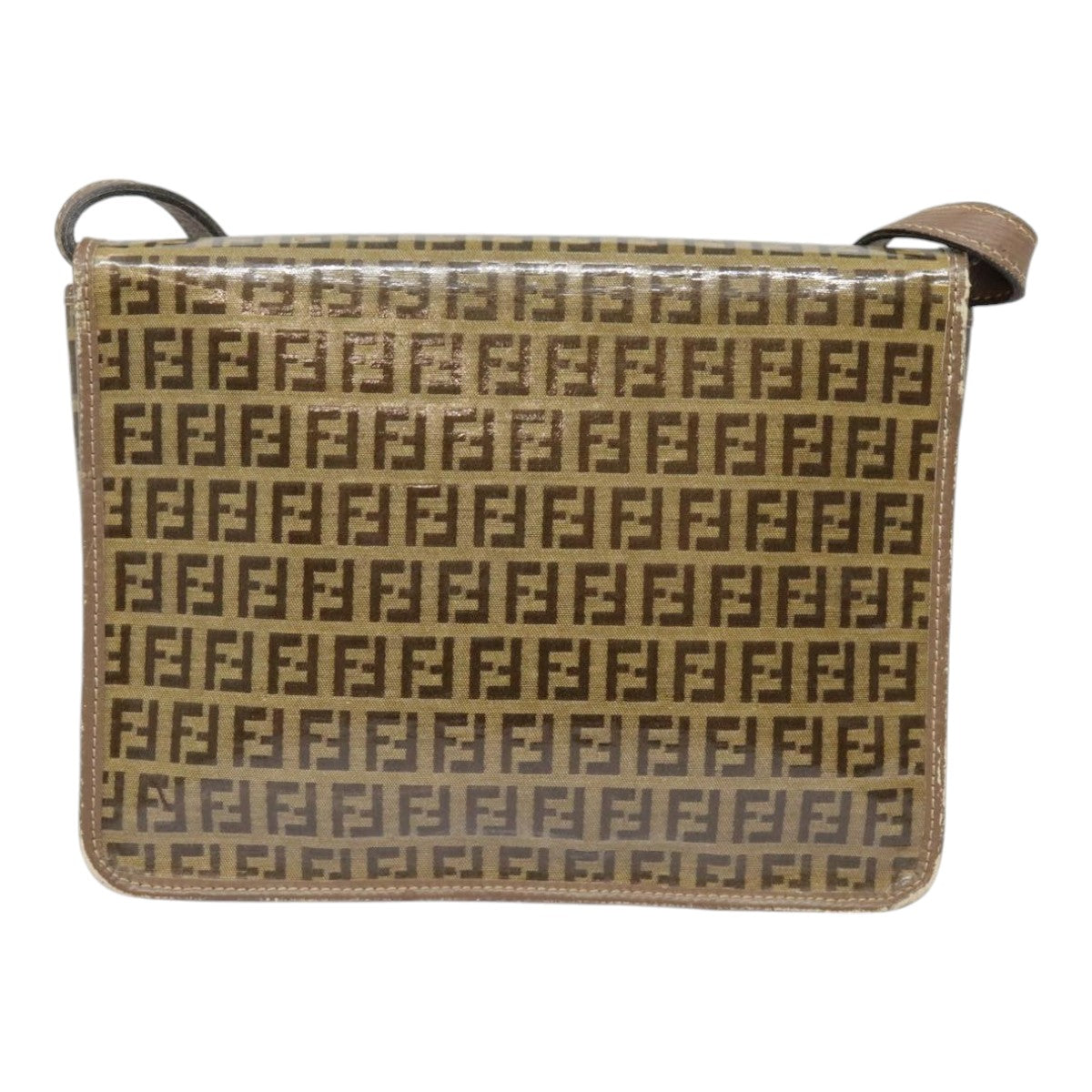 FENDI Zucchino Canvas Shoulder Bag Vintage Beige fm3888
