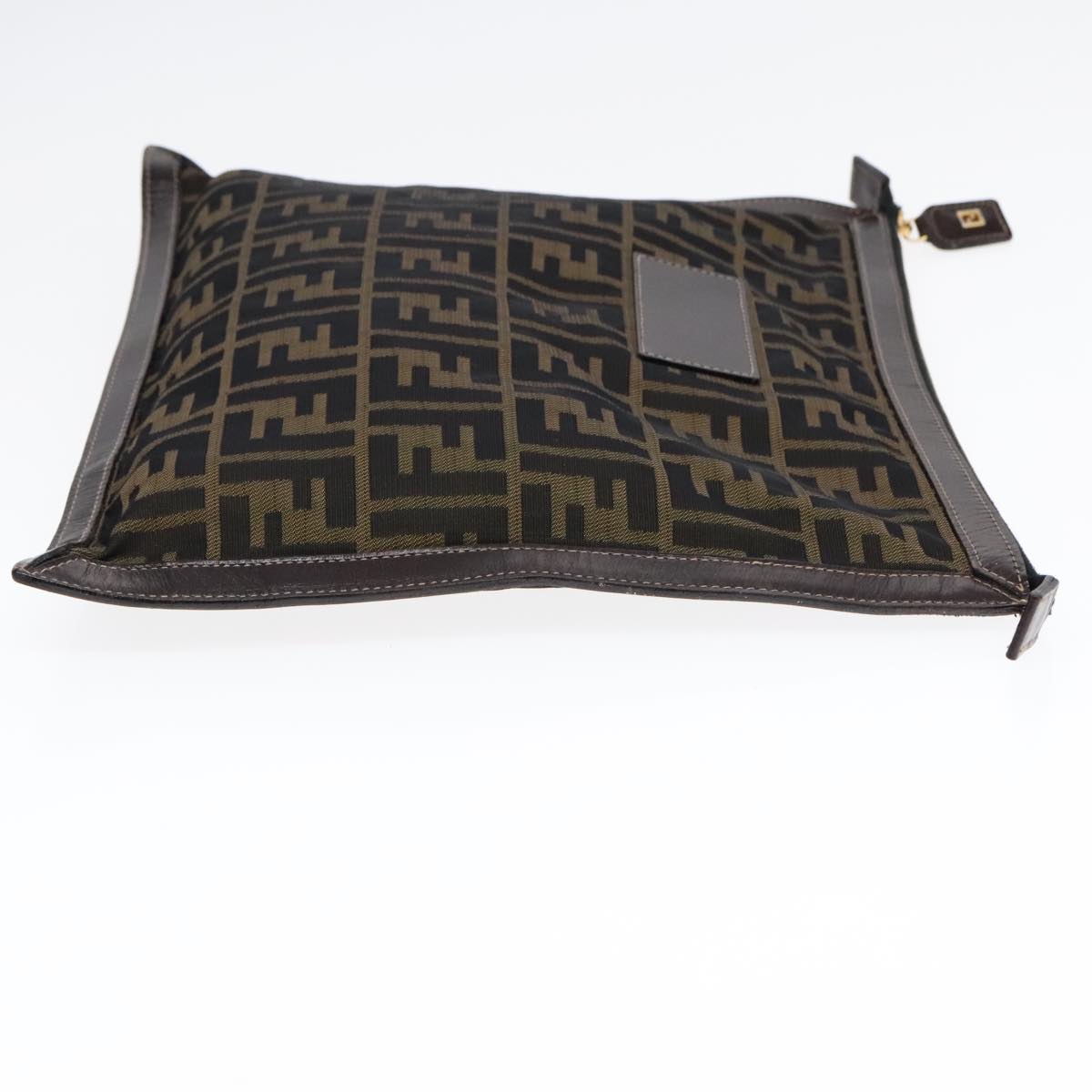 FENDI Zucca Canvas Clutch Bag Brown Black gold fm3891